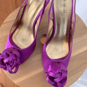 kate spade purple satin sling back heels 6.5